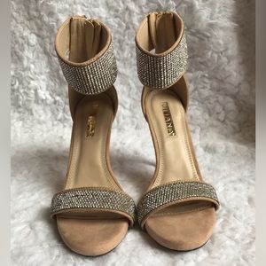 Tan open toe heels size 7.5